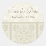 Beige Floral Elegant Save the Date Envelope Seals Round Stickers
