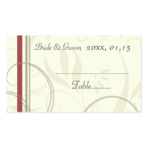 Beige Red Swirls Wedding Place Setting Cards Business Card Templates