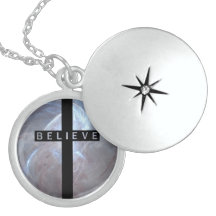 Believe Cross with Pearl Glow Silver Necklace