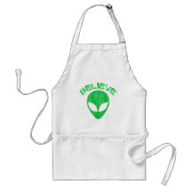 BELIEVE - GREEN ALIEN HEAD DESIGN APRONS
