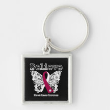 Believe - Throat Cancer Butterfly Keychains