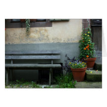 Bench and flowers card