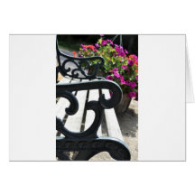 Bench and Flowers Greeting Cards