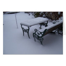 Bench on a snowy day cards