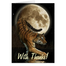 Bengal TIGER, Moon Big Cat Wildlife Thank You Card