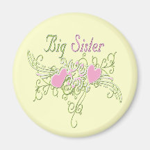 Best Big Sister Swirling Hearts Magnets