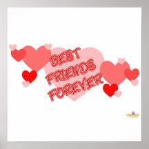 Best Friends Forever Red Hearts Poster