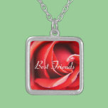 best friends forever red rose necklace necklaces