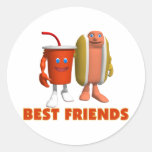 Best Friends Hot Dog & Soda Round Sticker