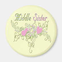 Best Middle Sister Swirling Hearts Refrigerator Magnet