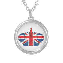 Best of British, Crown, Union Jack Personalized Necklace