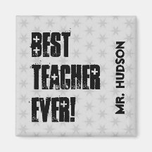 Best Teacher Ever Custom Name Silver Stars W1411 Magnets