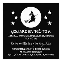 Bewitching Halloween Party Invite, Black and White