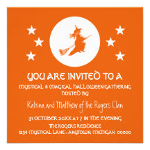 Bewitching Halloween Party Invite, Orange