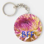 BFF gifts key chain Pink purple Dahlia Flowers