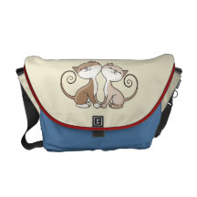 BFF Kitties with Curling Tails Messenger Bags