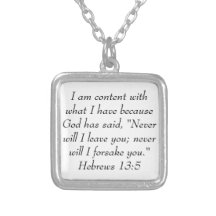 bible verse encouragement Hebrews 13:5 necklace