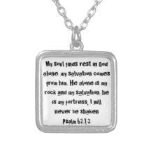 bible verse encouragement Psalm 62:1-2 Necklaces