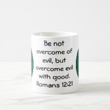 Bible Verses Love Quote Saying Romans 12:21 Mugs