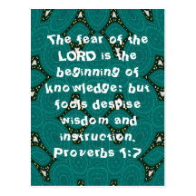 Bible Verses Wisdom Quote Saying Proverbs 1:7 Postcard