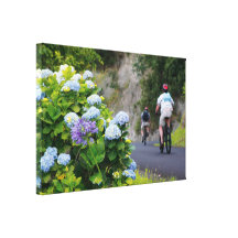 Bicycles and hydrangeas gallery wrap canvas