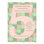 Big 5 Birthday Party Invitations, Pink and Green