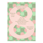 Big 8 Birthday Party Invitations, Pink and Green