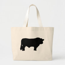 big black angus bull canvas bag