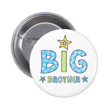 Big brother pin back button with stars