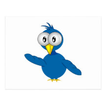 Big-Eyed Blue Cartoon Bird Post Card