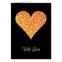Big Orange Floral Heart - Card