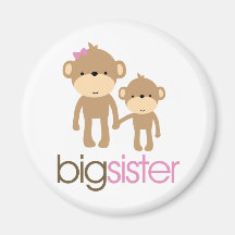 Big Sister Monkey Pregnancy Announcement T-shirt Fridge Magnets