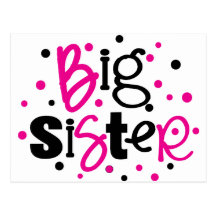 BIG SISTER pink /black Polka dot T-shirt Post Card