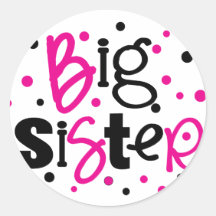 BIG SISTER pink /black Polka dot T-shirt Stickers