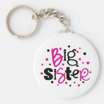 BIG SISTER pink black polkadot Key Chains