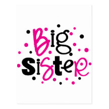 BIG SISTER pink black polkadot Post Cards