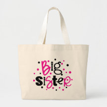BIG SISTER pink black polkadot Tote Bag