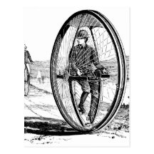 Big Wheel Cycle - Vintage Unicycle Bicycle Postcards