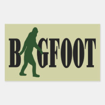 Bigfoot text & green squatch graphic rectangle stickers