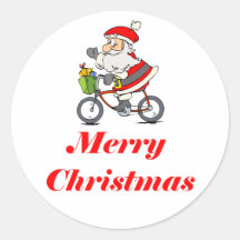 BikeChick Santa Round Sticker