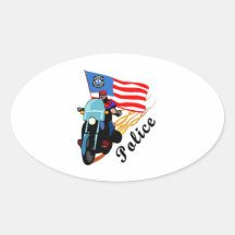Biker Cops Oval Stickers