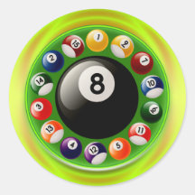 BILLARD BALLS ROUND STICKERS