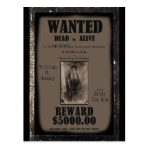 Billy The Kid Wanted Dead or Alive Poster Postcards