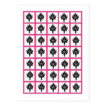 Bingo Card Markers Hot Pink Black Damask Postcards