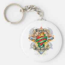 Bipolar Disorder Cross & Heart Keychains