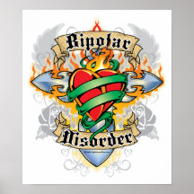 Bipolar Disorder Cross & Heart Print