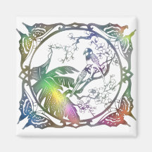 Bird and Butterflies Fridge Magnets