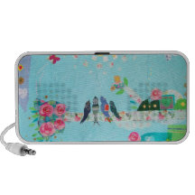 Bird Family Art Collage iPhone Speaker