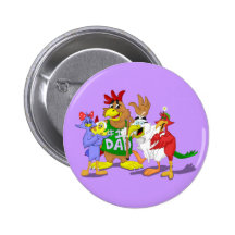Bird Family Cartoon Pinback Button