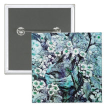 BIRD NEST ,white blue Pin